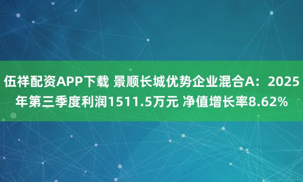 伍祥配资APP下载 景顺长城优势企业混合A：2025年第三季度利润1511.5万元 净值增长率8.62%
