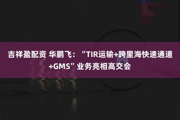 吉祥盈配资 华鹏飞：“TIR运输+跨里海快速通道+GMS”业务亮相高交会