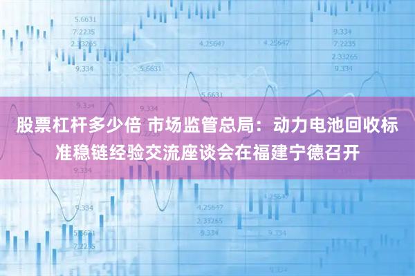 股票杠杆多少倍 市场监管总局：动力电池回收标准稳链经验交流座谈会在福建宁德召开